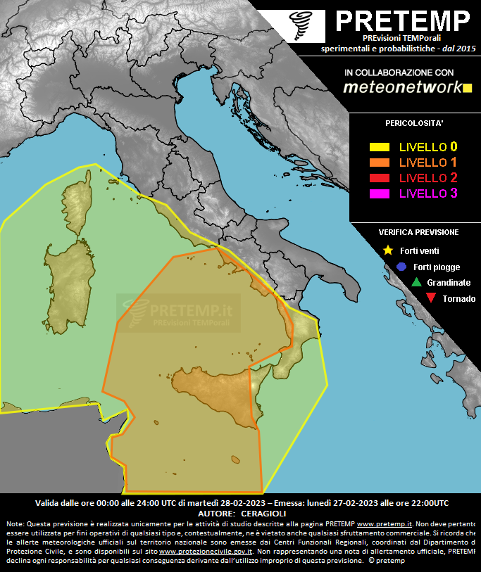 Mappa previsione del 28 febbraio 2023