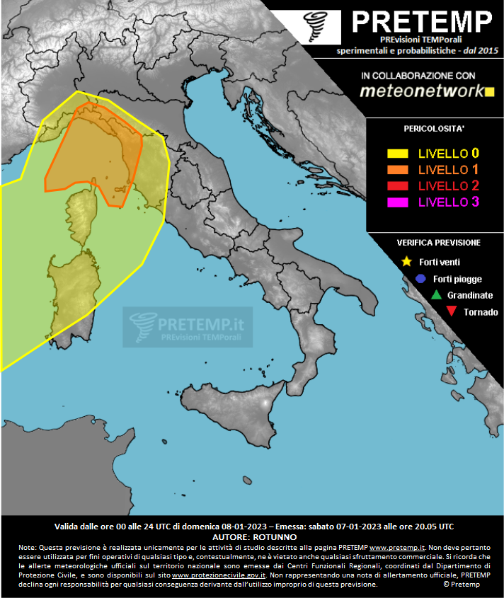 Mappa previsione del 08 gennaio 2022