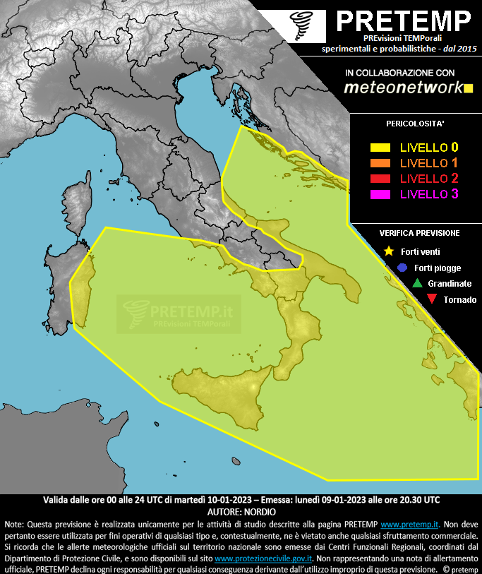 Mappa previsione del 10 gennaio 2023