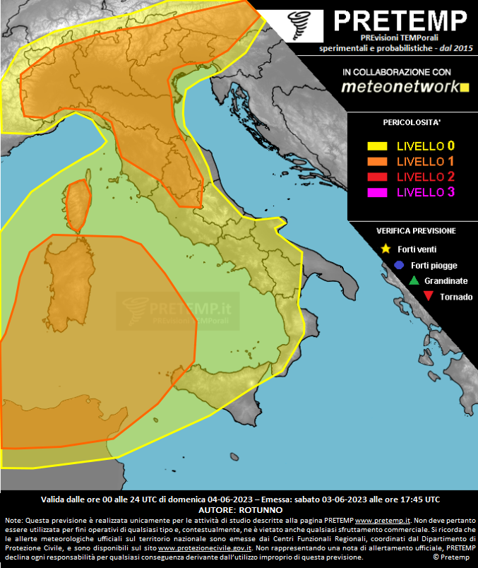 Mappa previsione del 04 giugno 2023