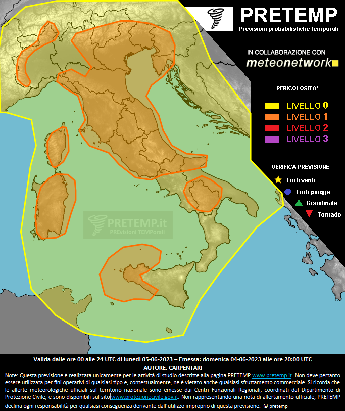 Mappa previsione del 05 giugno 2023