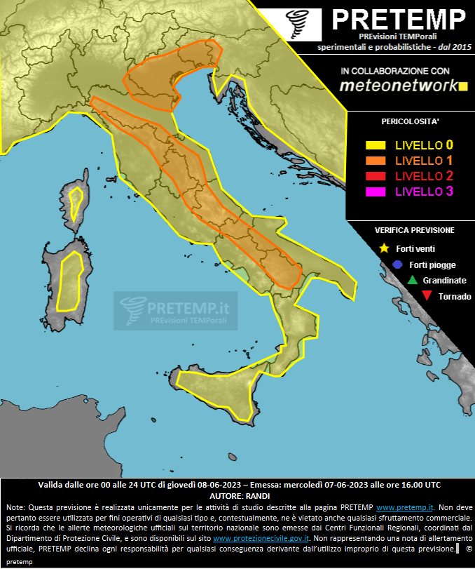 Mappa previsione del 08 giugno 2023