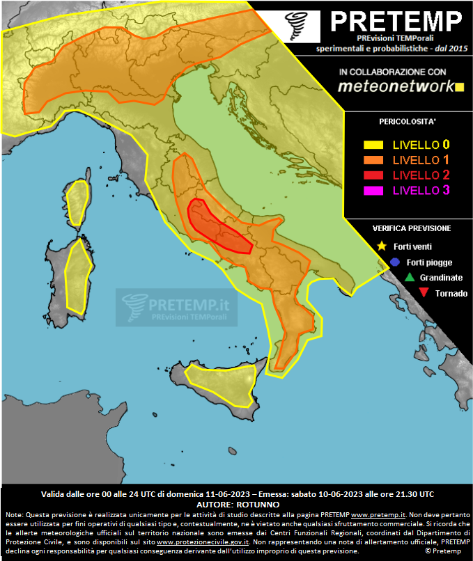 Mappa previsione del 11 giugno 2023