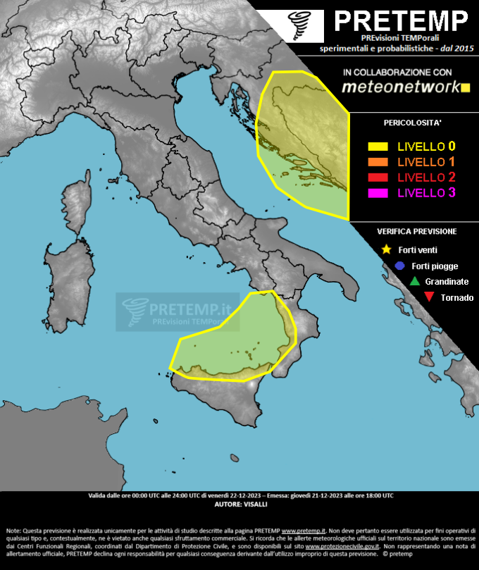Mappa previsione del 22 dicembre 2023