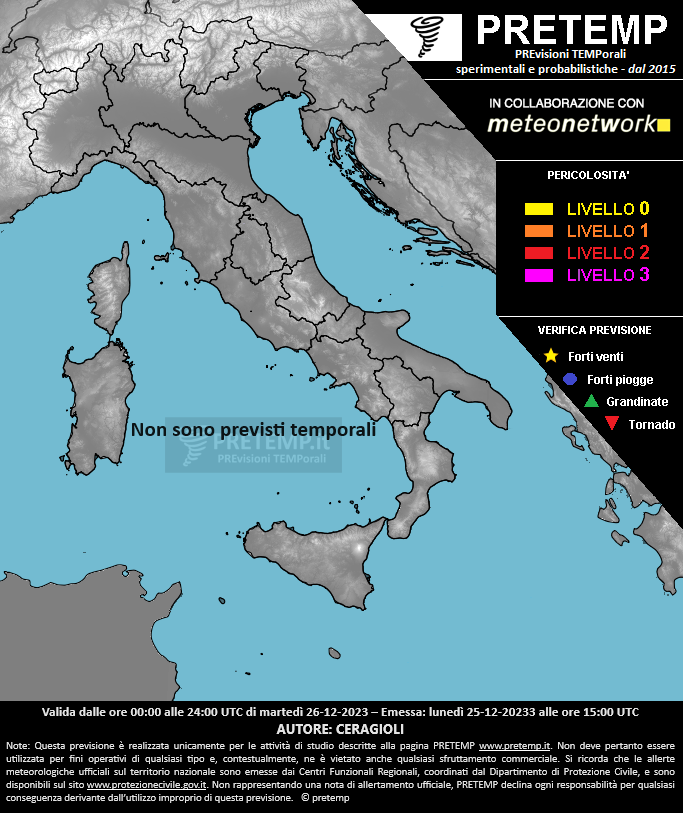 Mappa previsione del 26 dicembre 2023