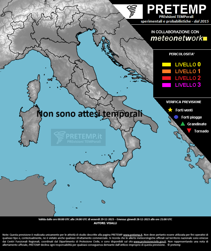 Mappa previsione del 29 dicembre 2023