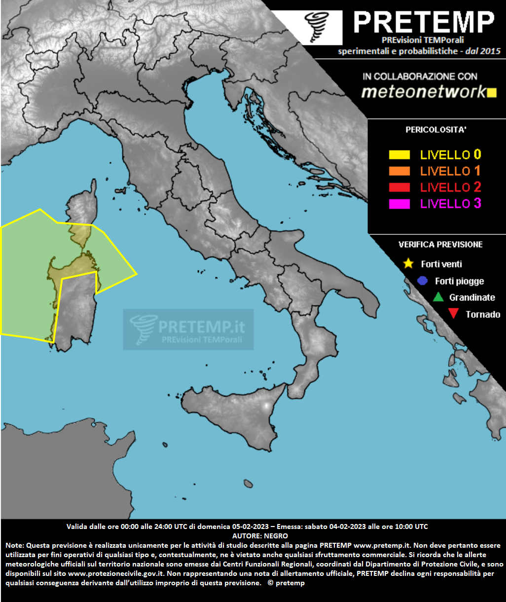 Mappa previsione del 05 febbraio 2023