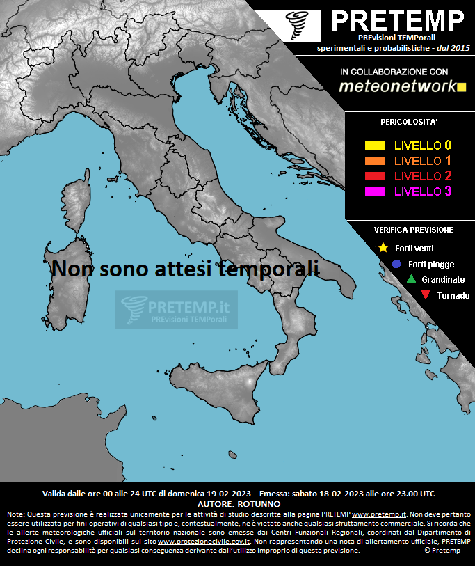 Mappa previsione del 19 febbraio 2023