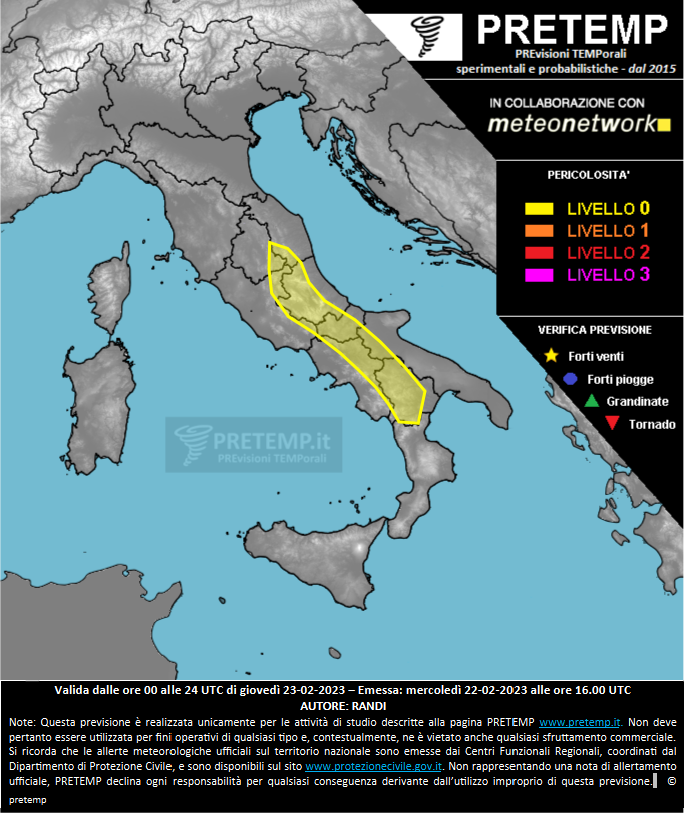 Mappa previsione del 23 febbraio 2023