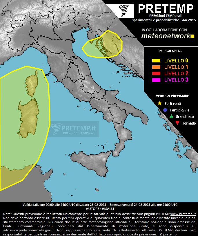 Mappa previsione del 25 febbraio 2023
