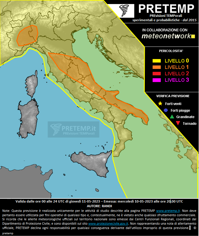 Mappa previsione del 11 maggio 2023