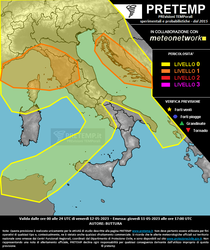 Mappa previsione del 12 maggio 2023