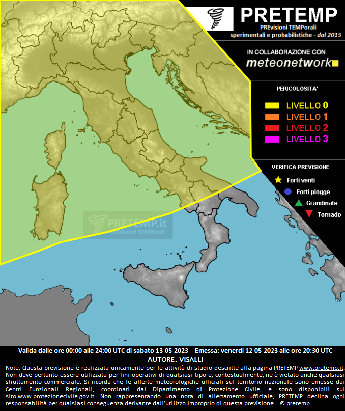 Mappa previsione del 13 maggio 2023