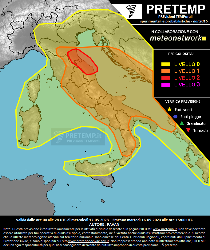 Mappa previsione del 17 maggio 2023