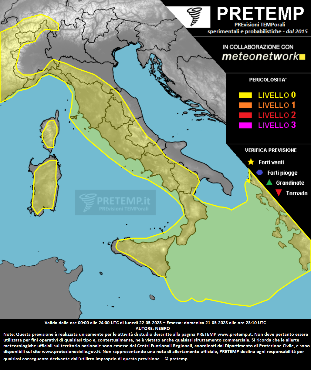 Mappa previsione del 22 maggio 2023