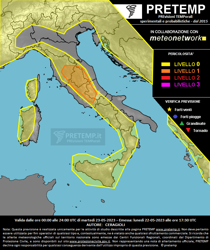 Mappa previsione del 23 maggio 2023