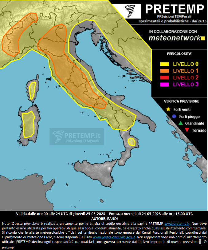 Mappa previsione del 25 maggio 2023