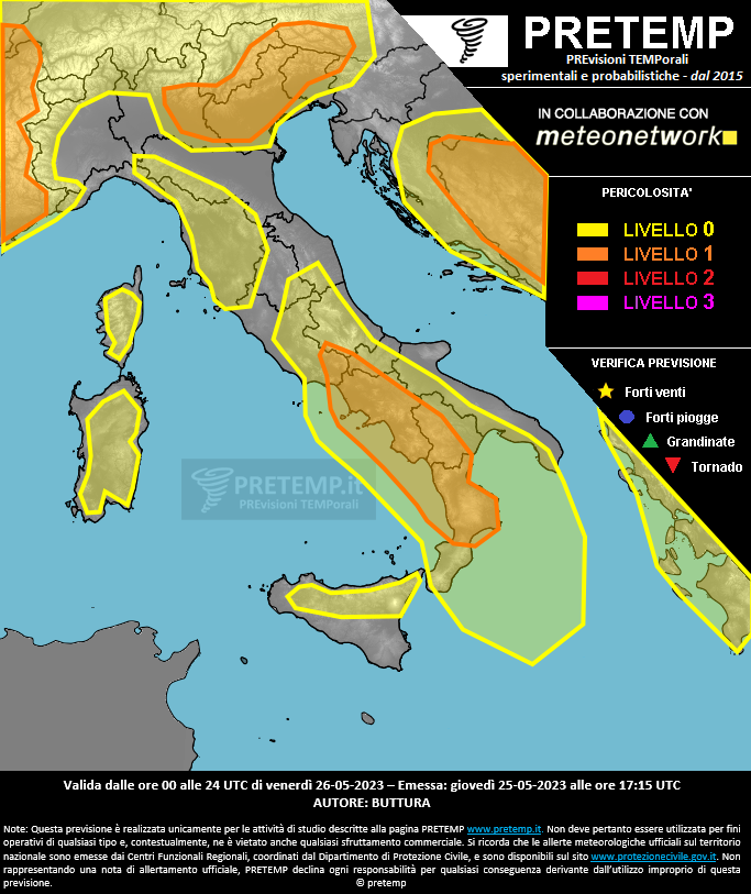 Mappa previsione del 26 maggio 2023
