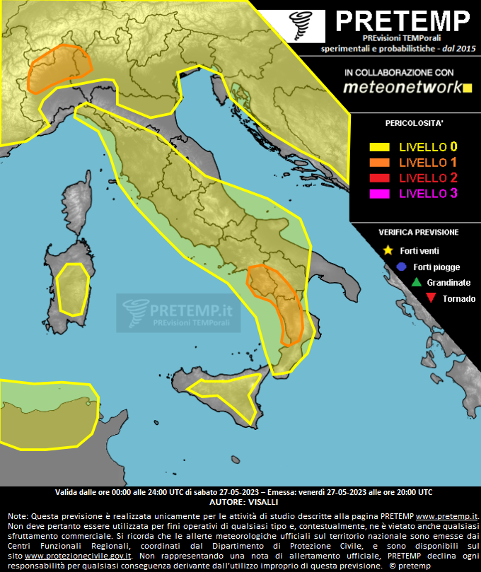 Mappa previsione del 27 maggio 2023
