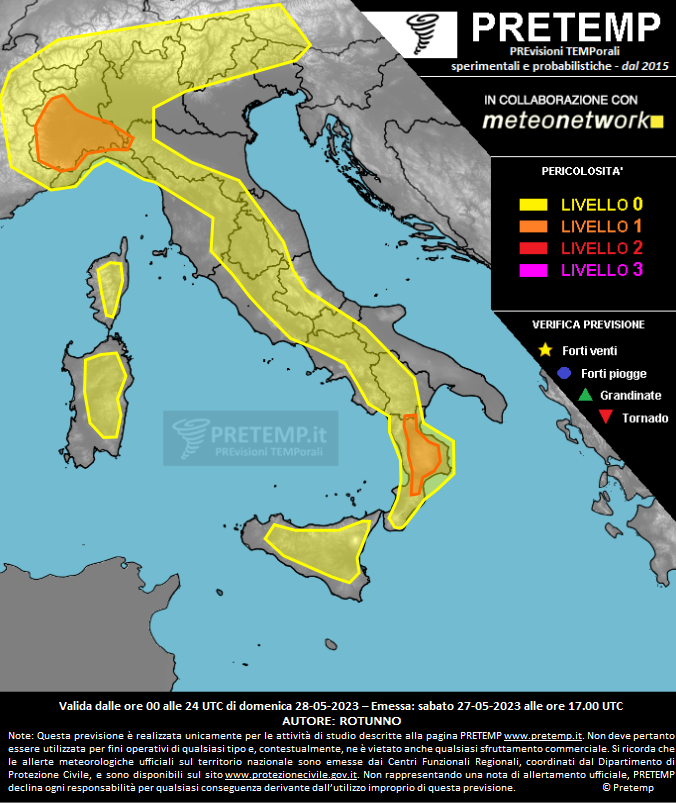 Mappa previsione del 28 maggio 2023