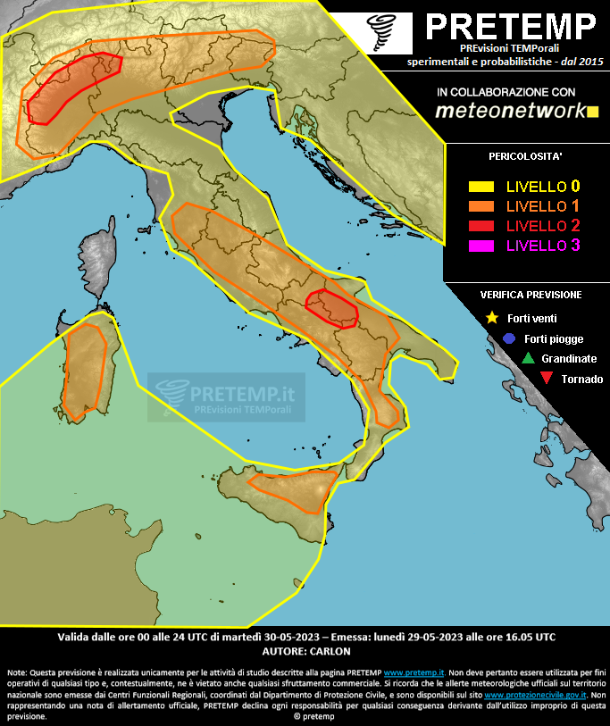Mappa previsione del 30 maggio 2023