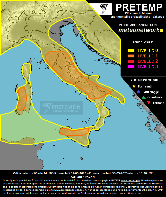 Mappa previsione del 31 maggio 2023