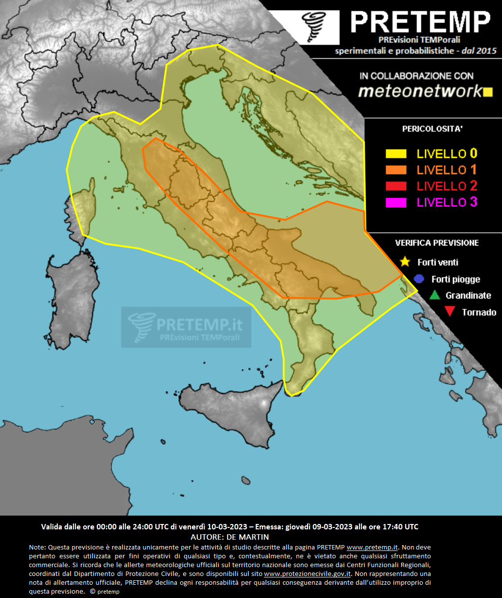 Mappa previsione del 10 marzo 2023