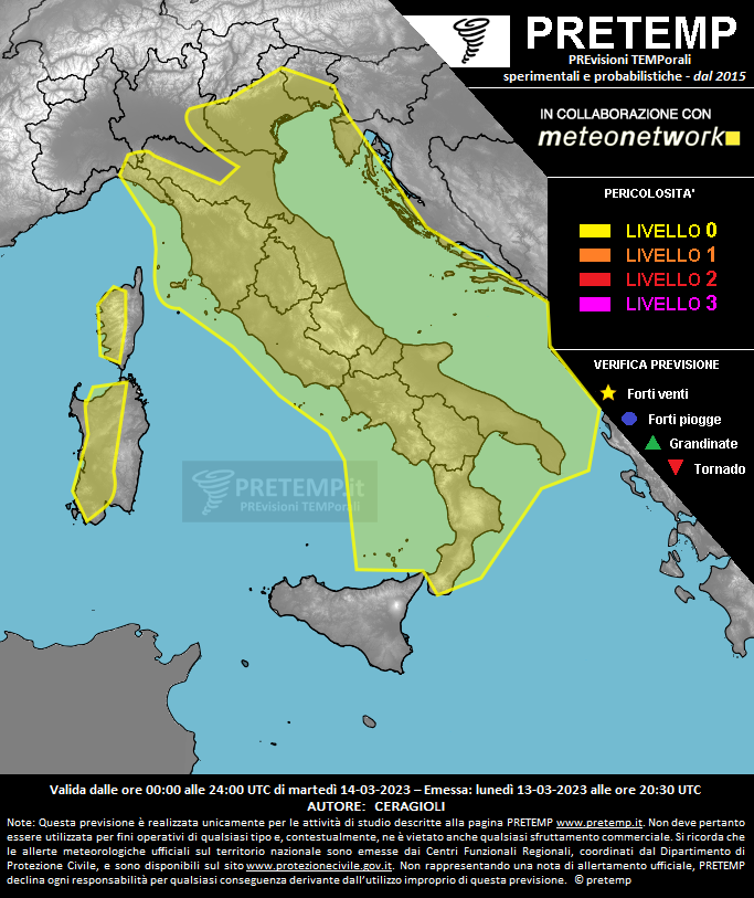 Mappa previsione del 14 marzo 2023