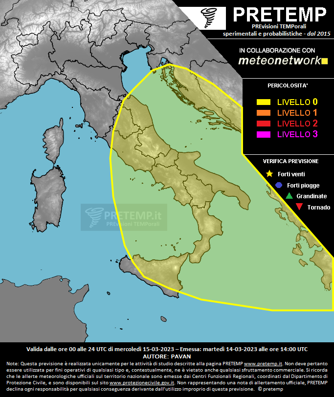 Mappa previsione del 15 marzo 2023