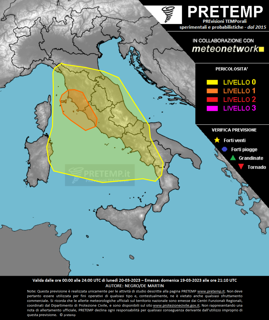 Mappa previsione del 20 marzo 2023