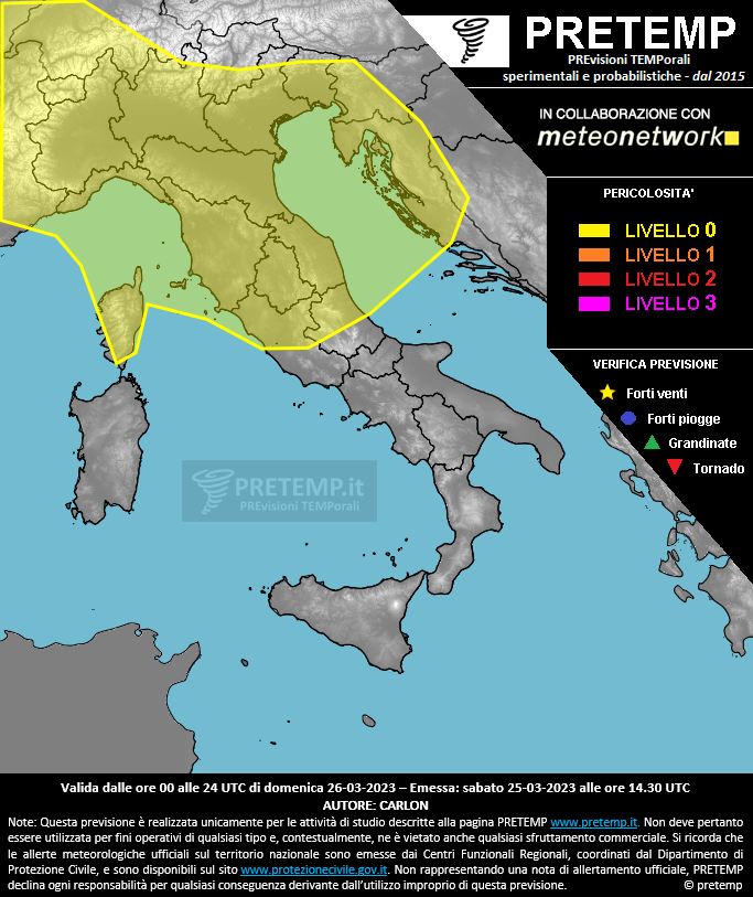 Mappa previsione del 26 marzo 2023