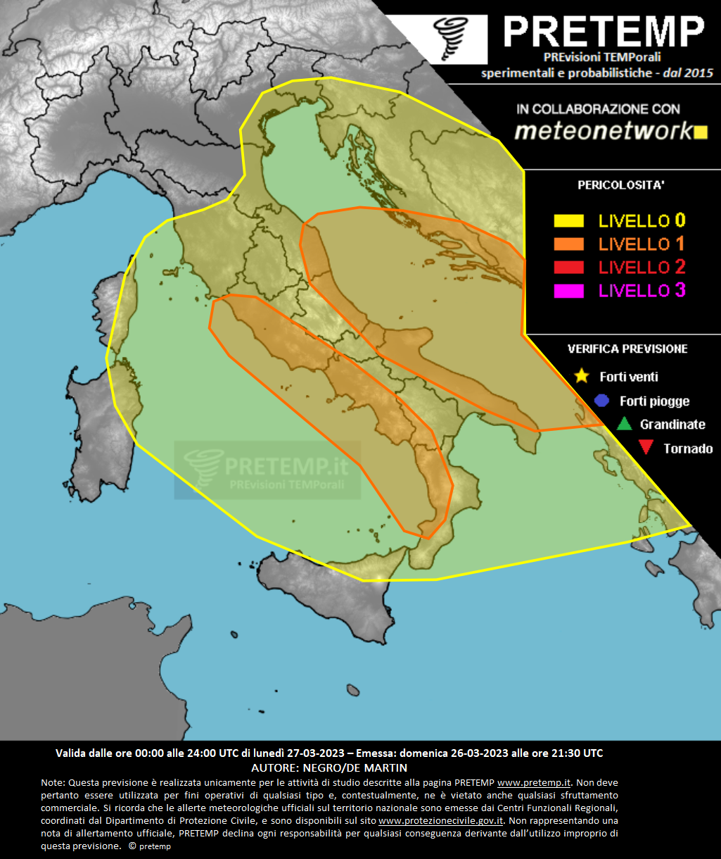 Mappa previsione del 27 marzo 2023