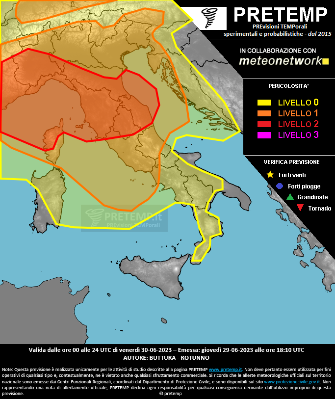 Mappa previsione del 30 giugno 2023
