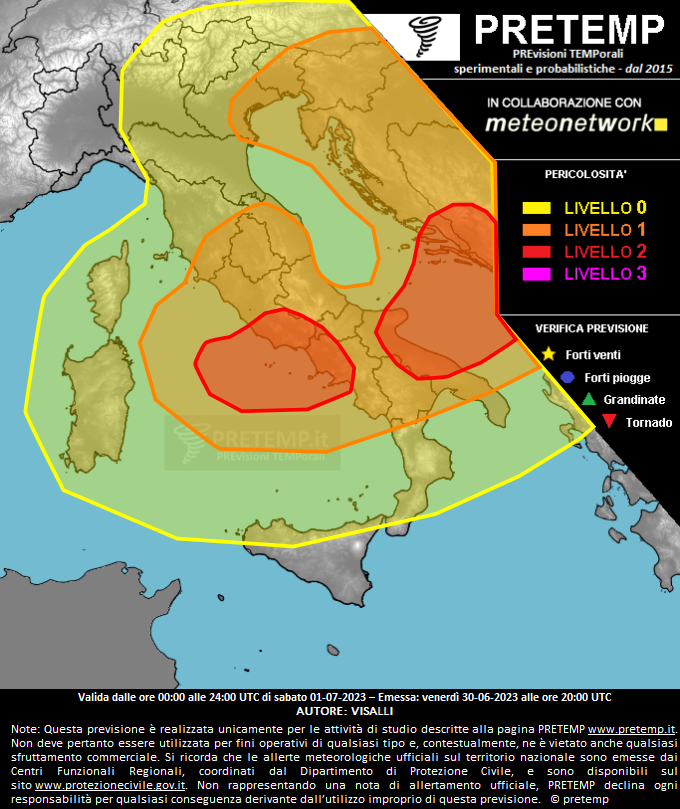 Mappa previsione del 01 luglio 2023