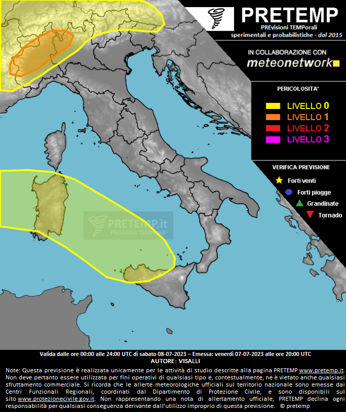 Mappa previsione del 08 luglio 2023