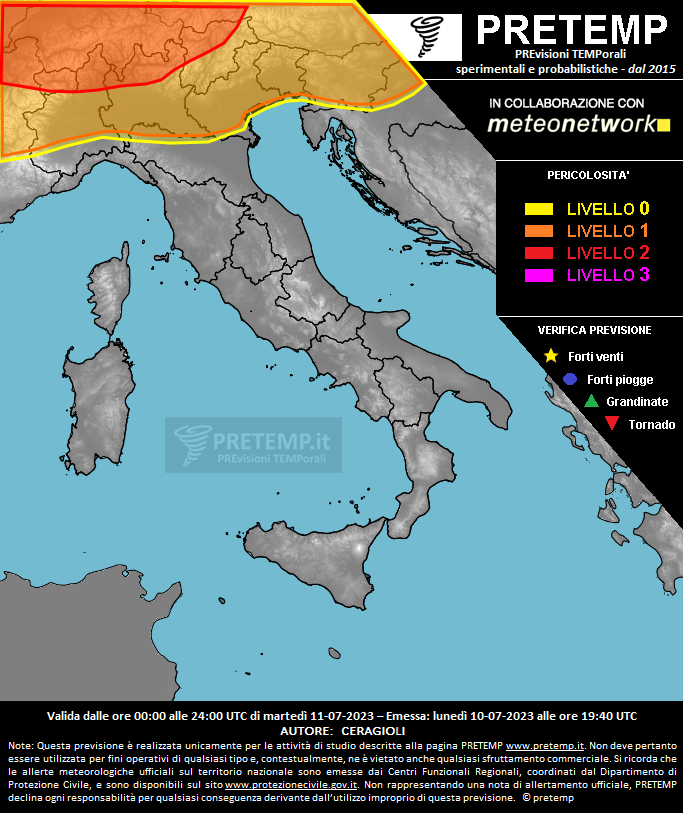 Mappa previsione del 11 luglio 2023
