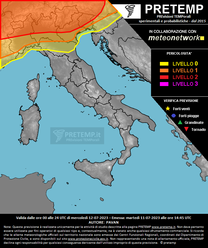 Mappa previsione del 12 luglio 2023