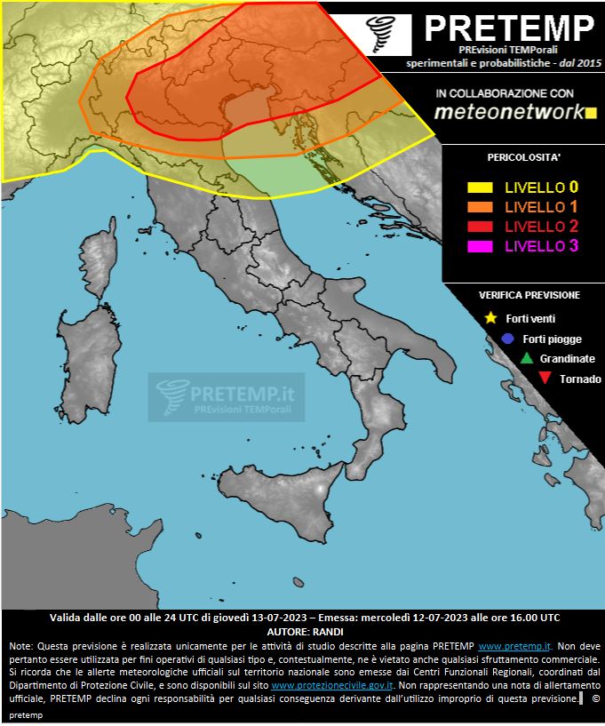 Mappa previsione del 13 luglio 2023