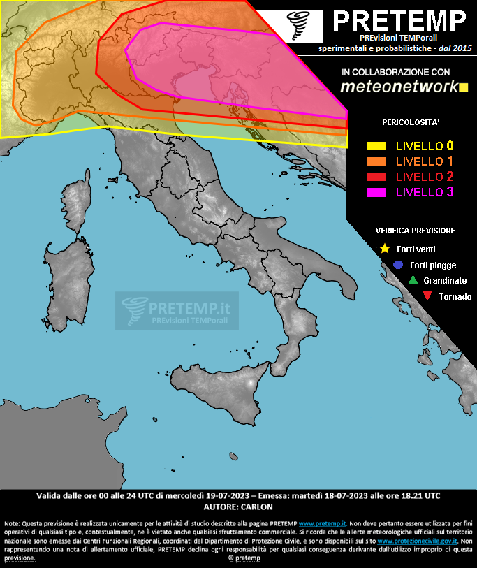 Mappa previsione del 19 luglio 2023