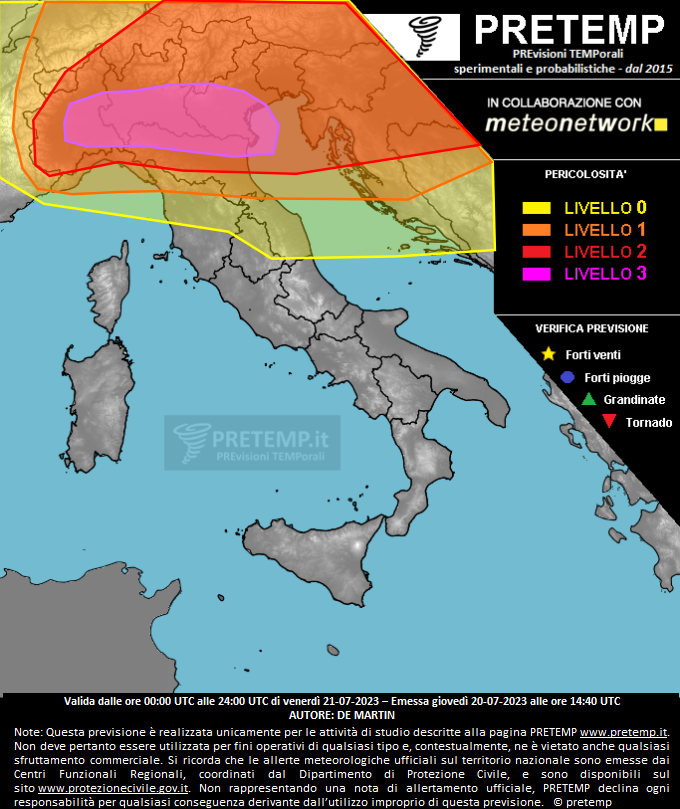 Mappa previsione del 21 luglio 2023