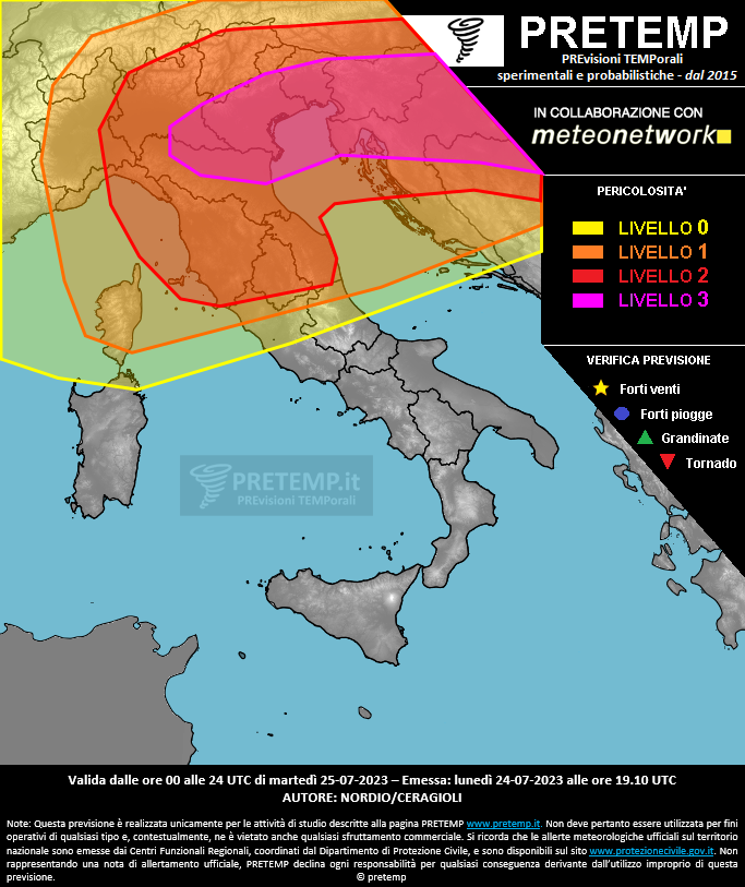 Mappa previsione del 25 luglio 2023