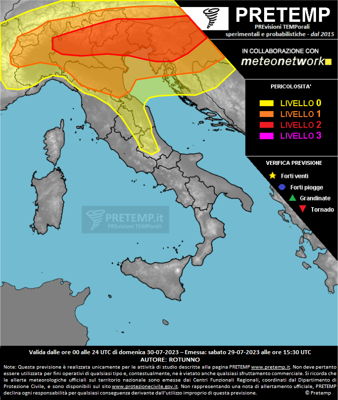 Mappa previsione del 30 luglio 2023