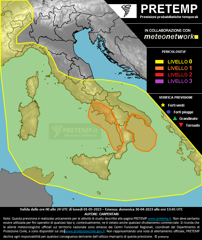 Mappa previsione del 01 maggio 2023