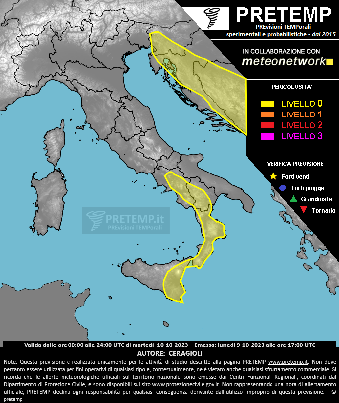 Mappa previsione del 10 ottobre 2023
