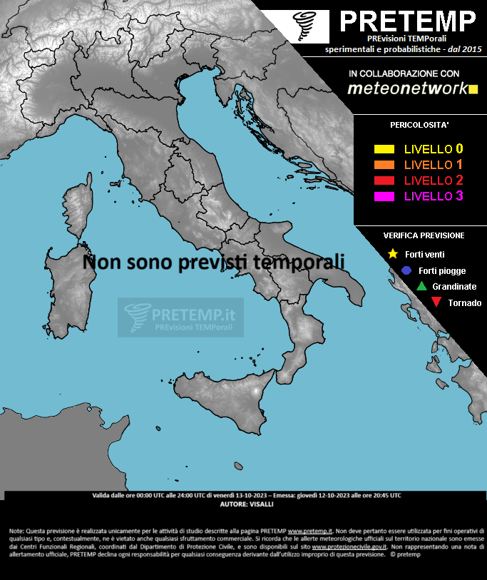 Mappa previsione del 13 ottobre 2023