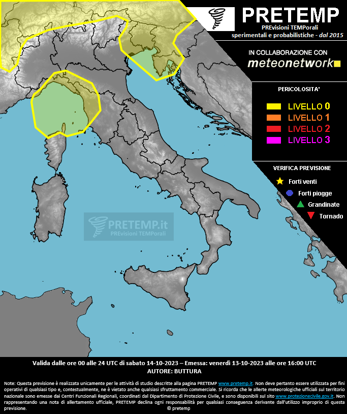 Mappa previsione del 14 ottobre 2023
