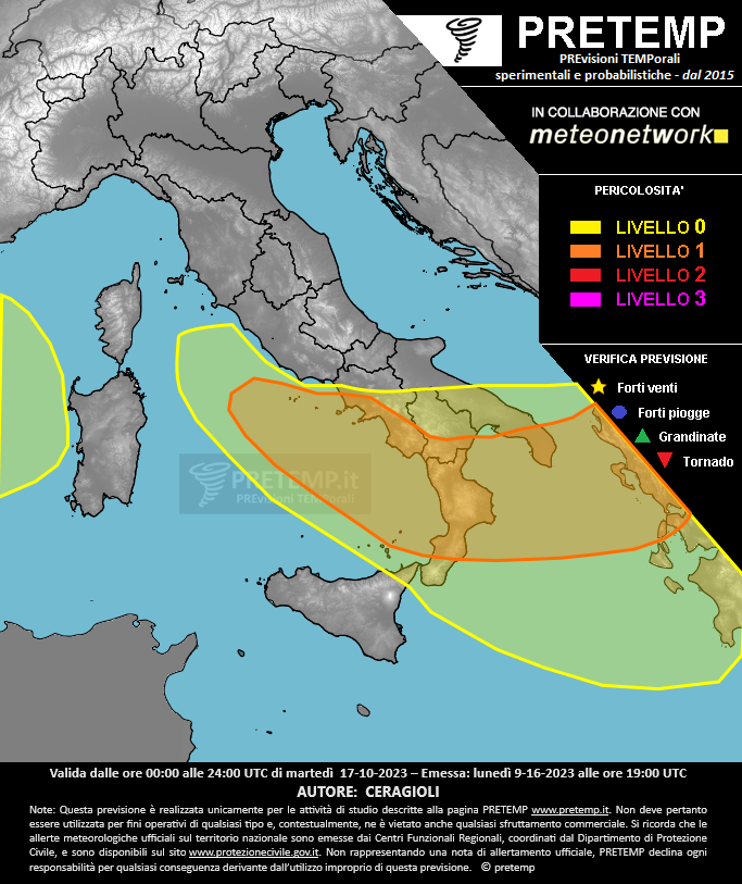 Mappa previsione del 17 ottobre 2023