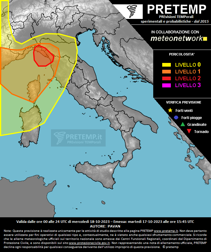 Mappa previsione del 18 ottobre 2023