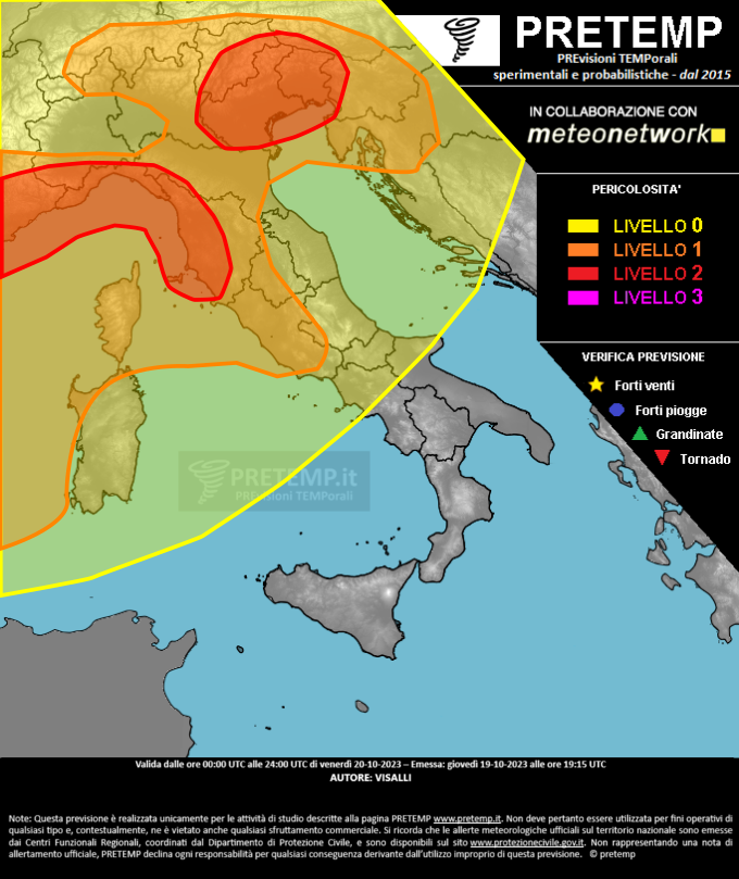 Mappa previsione del 20 ottobre 2023