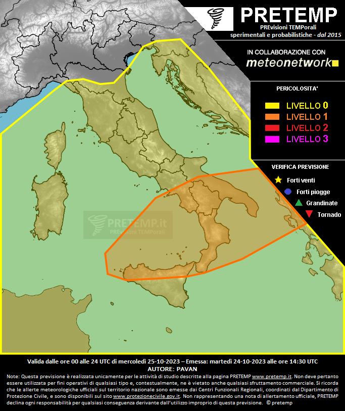 Mappa previsione del 25 ottobre 2023